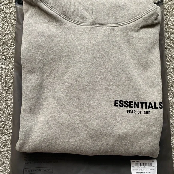 ESSENTIALS FEAR OF GOD DARK OATMEAL PULLOVER HOODIE - Picture 7 of 9